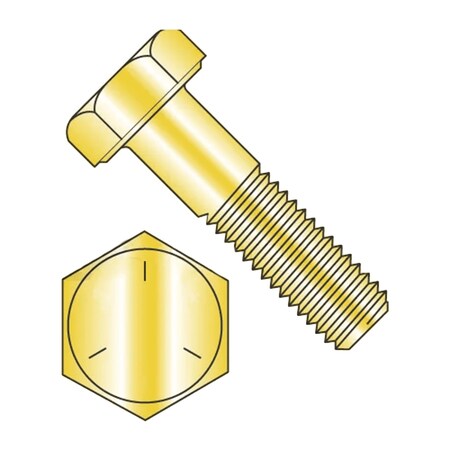 Grade 5, 5/8-11 Hex Head Cap Screw, Zinc & Yellow Plated Steel, 9 In L, 5 PK